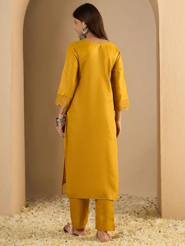 VP 9763 Y Riwaayat Yellow Women Cotton Blend Kurta Pant Set